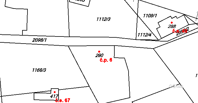 Polesí 6, Rynoltice na parcele st. 290 v KÚ Polesí u Rynoltic, Katastrální mapa