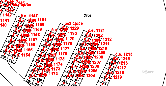 Kuřim 1183 na parcele st. 4077 v KÚ Kuřim, Katastrální mapa