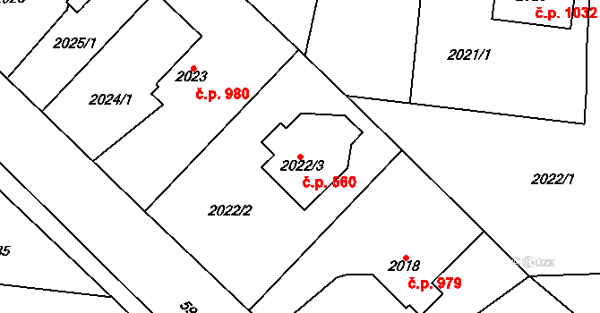 Bludovice 560, Havířov na parcele st. 2022/3 v KÚ Bludovice, Katastrální mapa