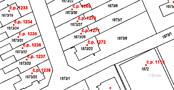 Prostřední Suchá 1272, Havířov na parcele st. 1873/23 v KÚ Prostřední Suchá, Katastrální mapa