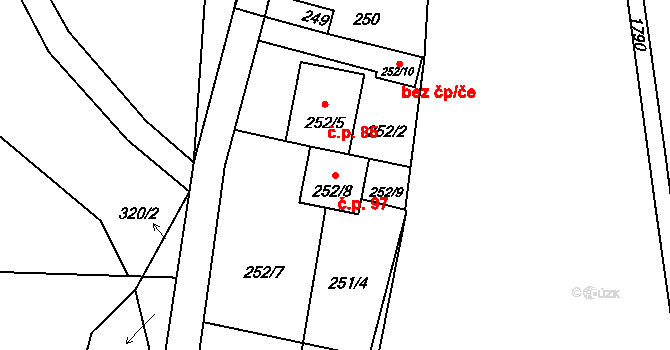 Sychotín 97, Kunštát na parcele st. 252/8 v KÚ Sychotín, Katastrální mapa