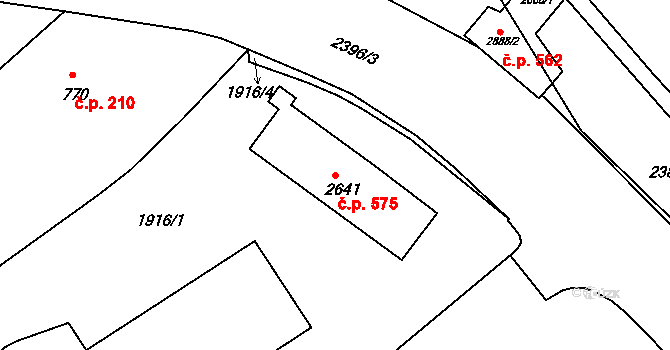 Malá Strana 575, Týn nad Vltavou na parcele st. 2641 v KÚ Týn nad Vltavou, Katastrální mapa