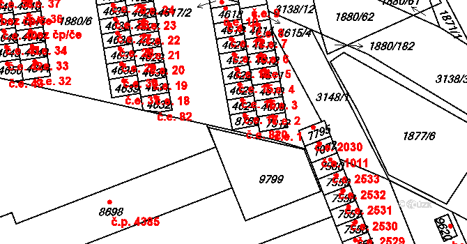 Hodonín 820 na parcele st. 8760 v KÚ Hodonín, Katastrální mapa