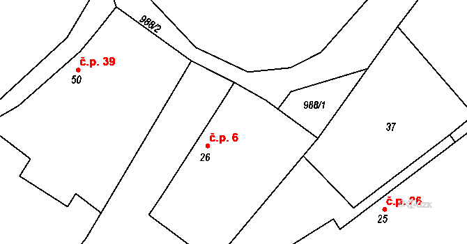 Lbosín 6, Divišov na parcele st. 26 v KÚ Lbosín, Katastrální mapa