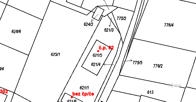 Mokré 92, Litvínovice na parcele st. 621/5 v KÚ Litvínovice, Katastrální mapa