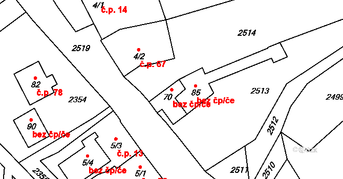 Nové Hrady 41616162 na parcele st. 70 v KÚ Vyšné, Katastrální mapa