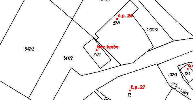 Chotoviny 41622162 na parcele st. 27/2 v KÚ Řevnov, Katastrální mapa