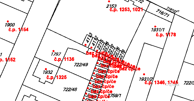 Hradec Králové 41645162 na parcele st. 2215 v KÚ Pražské Předměstí, Katastrální mapa