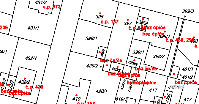 Plzeň 42820162 na parcele st. 396/2 v KÚ Újezd, Katastrální mapa