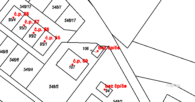 Bystřice nad Pernštejnem 44156162 na parcele st. 108 v KÚ Rovné, Katastrální mapa