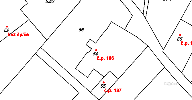 Vávrovice 186, Opava na parcele st. 54 v KÚ Držkovice, Katastrální mapa