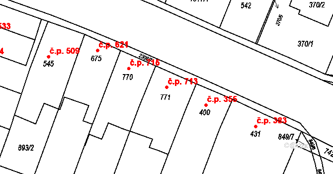 Kateřinky 713, Opava na parcele st. 771 v KÚ Kateřinky u Opavy, Katastrální mapa