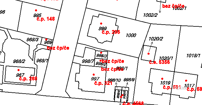 Ústí nad Labem 44758162 na parcele st. 998/3 v KÚ Klíše, Katastrální mapa