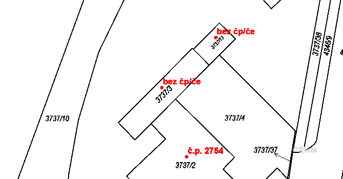 Teplice 45128162 na parcele st. 3737/3 v KÚ Teplice, Katastrální mapa