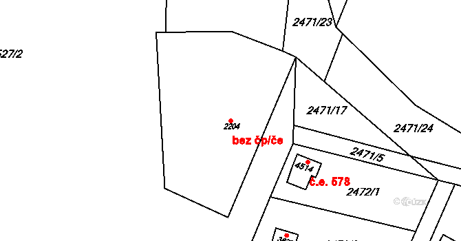 Česká Třebová 45435162 na parcele st. 2204 v KÚ Česká Třebová, Katastrální mapa