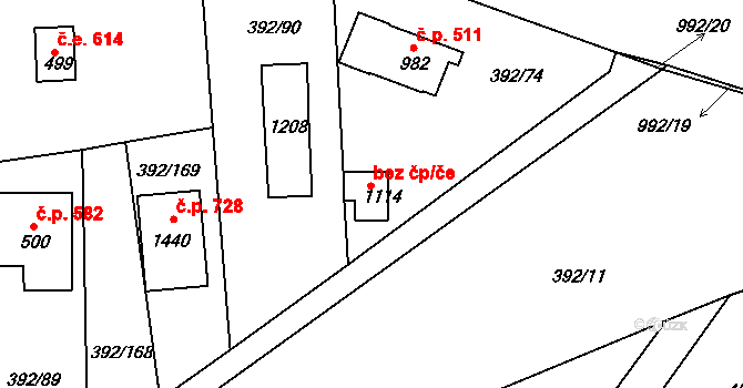 Šťáhlavy 46251162 na parcele st. 1114 v KÚ Šťáhlavy, Katastrální mapa