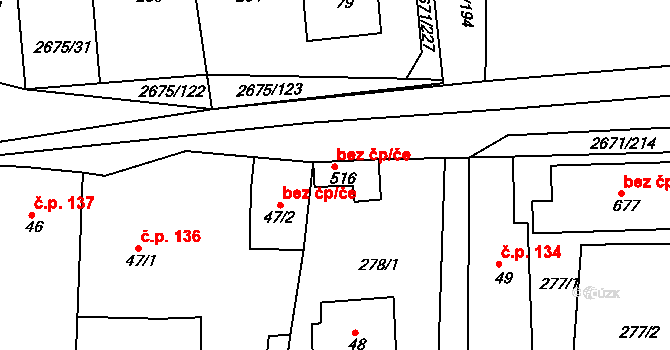 Černilov 46517162 na parcele st. 516 v KÚ Černilov, Katastrální mapa