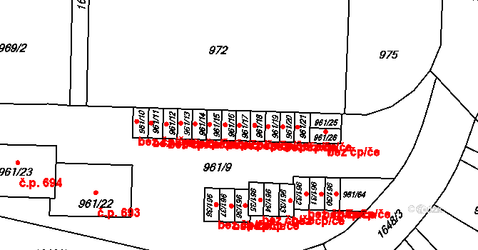Hronov 46569162 na parcele st. 961/17 v KÚ Hronov, Katastrální mapa