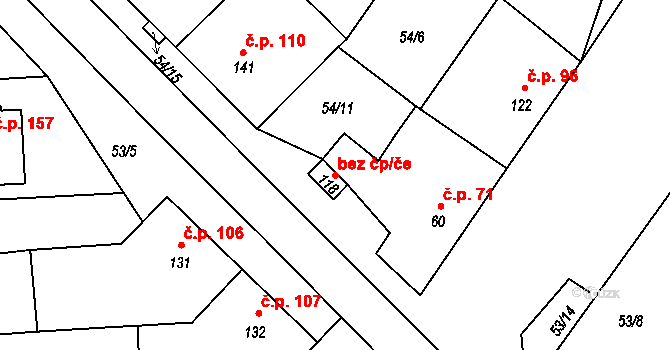 Rostěnice-Zvonovice 47912162 na parcele st. 118 v KÚ Rostěnice, Katastrální mapa