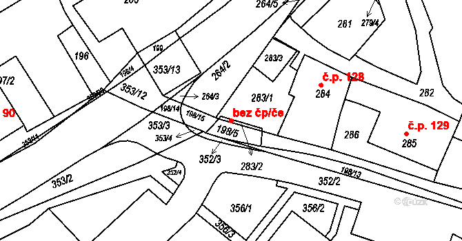 Brumov-Bylnice 48450162 na parcele st. 283/2 v KÚ Bylnice, Katastrální mapa