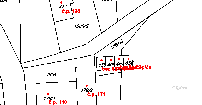 Melč 49480162 na parcele st. 456 v KÚ Melč, Katastrální mapa