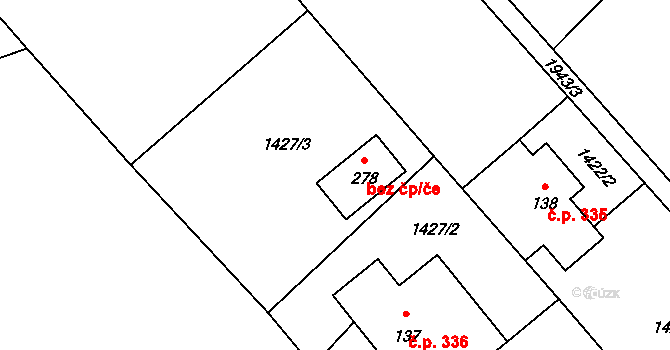 Třinec 49688162 na parcele st. 278 v KÚ Konská, Katastrální mapa