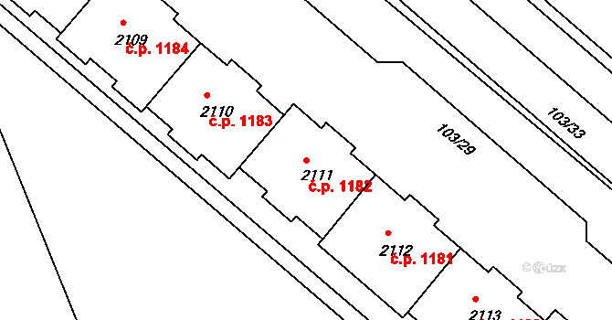 Neratovice 1182 na parcele st. 2111 v KÚ Neratovice, Katastrální mapa