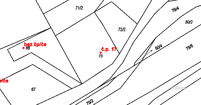 Krabčice 17, Dolany na parcele st. 70 v KÚ Krabčice, Katastrální mapa