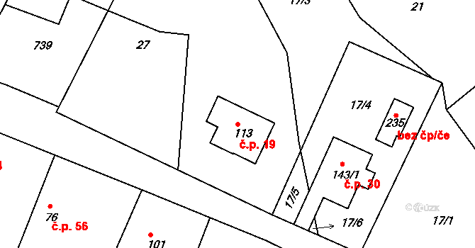 Lipoltice 19 na parcele st. 113 v KÚ Lipoltice, Katastrální mapa