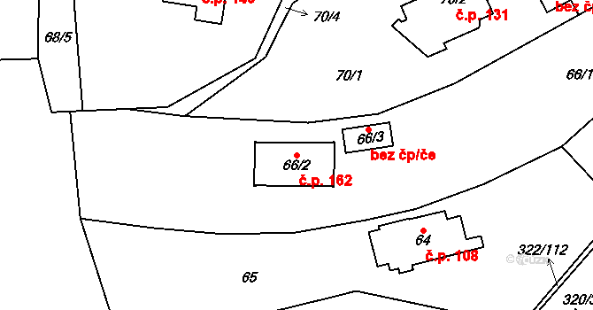 Holyně 162, Praha na parcele st. 66/2 v KÚ Holyně, Katastrální mapa