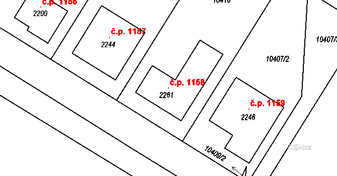 Hrušovany nad Jevišovkou 1158 na parcele st. 2261 v KÚ Hrušovany nad Jevišovkou, Katastrální mapa