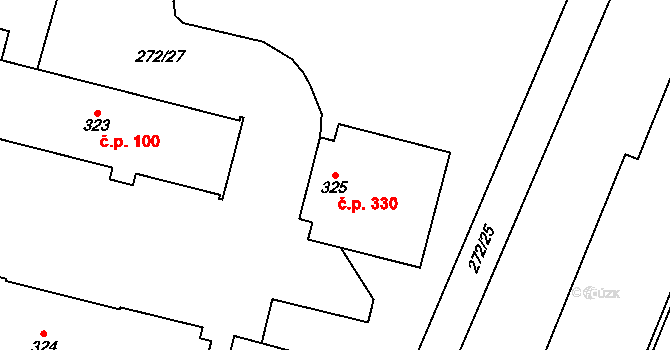 Přímětice 330, Znojmo na parcele st. 325 v KÚ Přímětice, Katastrální mapa