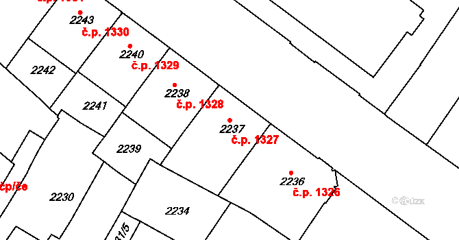Znojmo 1327 na parcele st. 2237 v KÚ Znojmo-město, Katastrální mapa