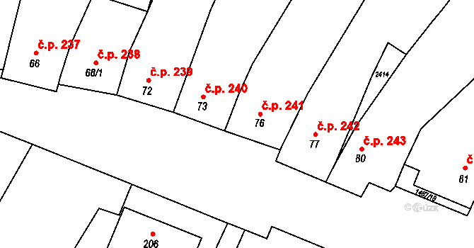 Jezeřany-Maršovice 241 na parcele st. 76 v KÚ Maršovice, Katastrální mapa