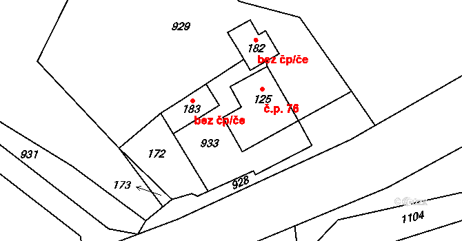 Boškov 76, Potštát na parcele st. 125 v KÚ Boškov, Katastrální mapa