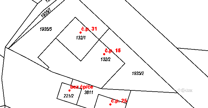 Čejtice 15, Horka II na parcele st. 132/2 v KÚ Horka nad Sázavou, Katastrální mapa
