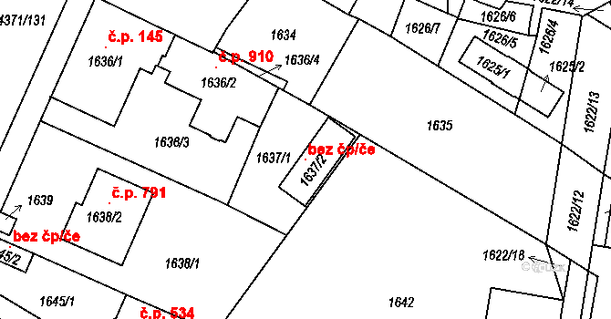 Veselí nad Lužnicí 121247163 na parcele st. 1637/2 v KÚ Veselí nad Lužnicí, Katastrální mapa