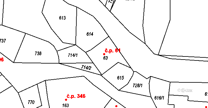 Polánky nad Dědinou 61, Třebechovice pod Orebem na parcele st. 63 v KÚ Polánky nad Dědinou, Katastrální mapa