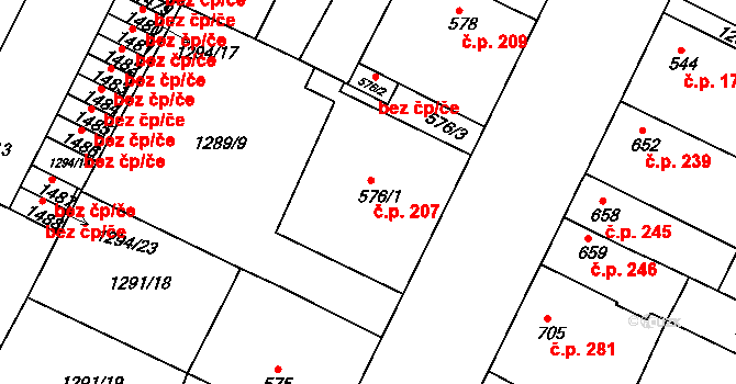 Chlumec nad Cidlinou IV 207, Chlumec nad Cidlinou na parcele st. 576/1 v KÚ Chlumec nad Cidlinou, Katastrální mapa