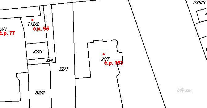 Cholina 163 na parcele st. 207 v KÚ Cholina, Katastrální mapa