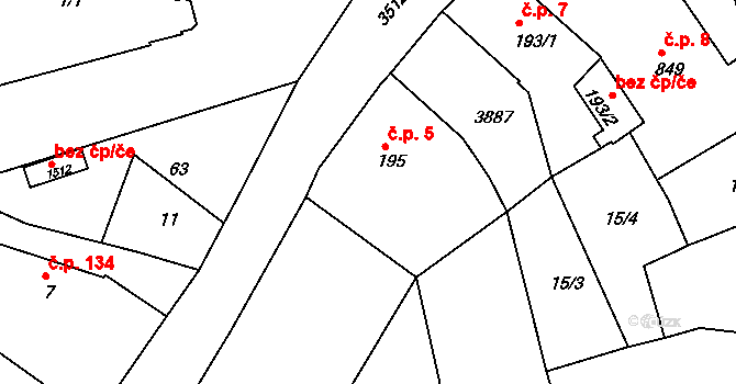 Cvikov I 5, Cvikov na parcele st. 195 v KÚ Cvikov, Katastrální mapa
