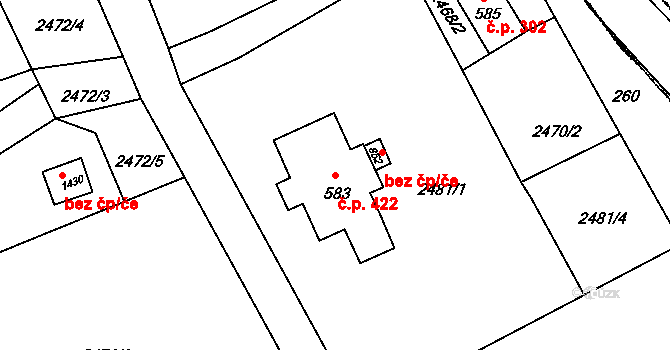 Cvikov II 422, Cvikov na parcele st. 583 v KÚ Cvikov, Katastrální mapa