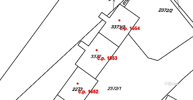 Rožnov pod Radhoštěm 1553 na parcele st. 3372 v KÚ Rožnov pod Radhoštěm, Katastrální mapa