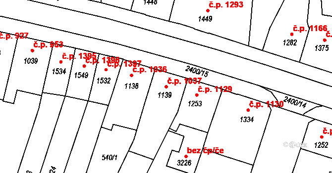 Hořice 1037 na parcele st. 1139 v KÚ Hořice v Podkrkonoší, Katastrální mapa