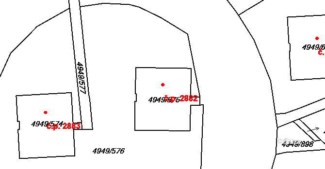 Severní Terasa 2882, Ústí nad Labem na parcele st. 4949/575 v KÚ Ústí nad Labem, Katastrální mapa