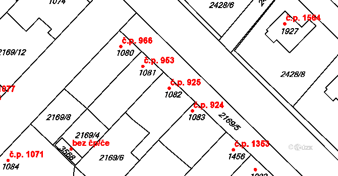 Lysá nad Labem 925 na parcele st. 1082 v KÚ Lysá nad Labem, Katastrální mapa