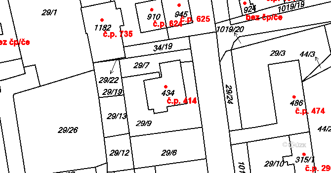 Bohosudov 414, Krupka na parcele st. 434 v KÚ Bohosudov, Katastrální mapa
