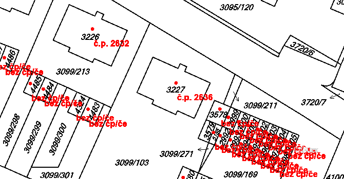 Břeclav 2636 na parcele st. 3227 v KÚ Břeclav, Katastrální mapa