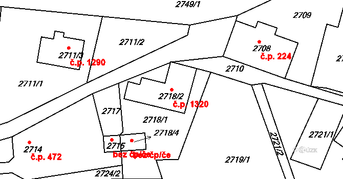 Smržovka 1320 na parcele st. 2718/2 v KÚ Smržovka, Katastrální mapa