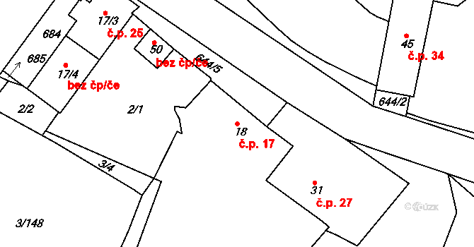 Třebýcinka 17, Švihov na parcele st. 18 v KÚ Třebýcinka, Katastrální mapa